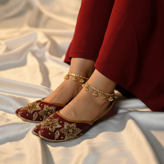 Zari Glow Embroidery Floral Khussa Premium Festive Collection