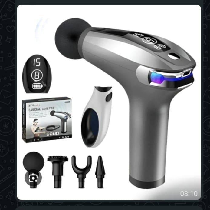 Different Massage Head Attachments for Fascial Gun Pro showing Round, U-shape, Bullet, and Flat