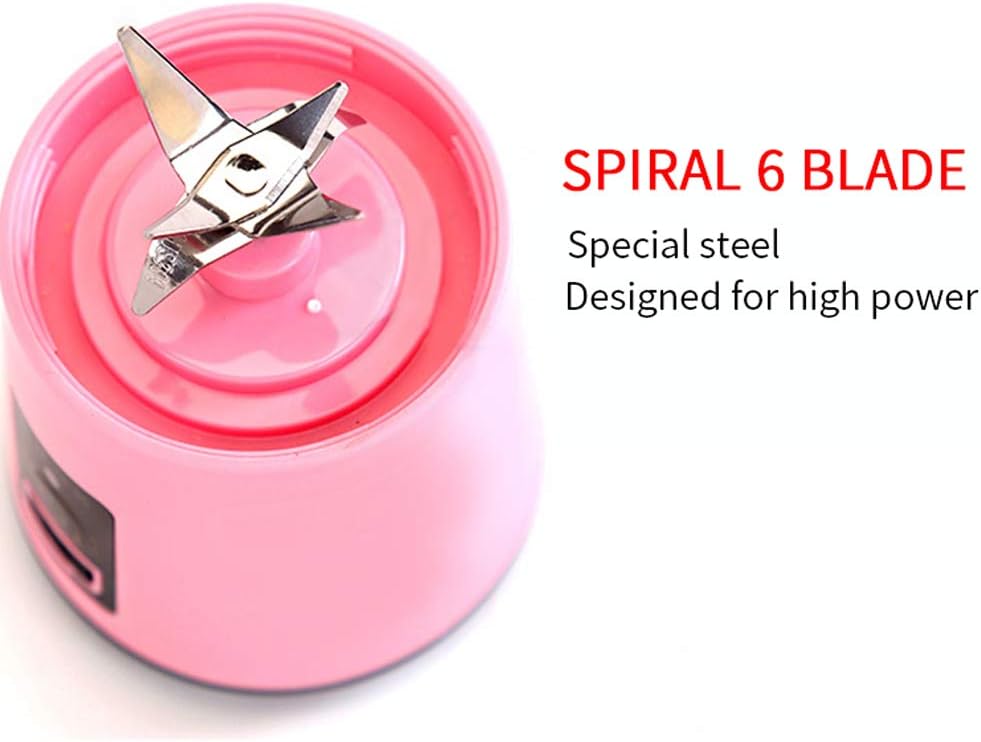 Pink blender with spiral 6 blade on a white background