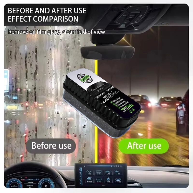 Professional Car Glass Oil Film Removing 2.0 Brush with built-in sponge for deep cleaning windshields