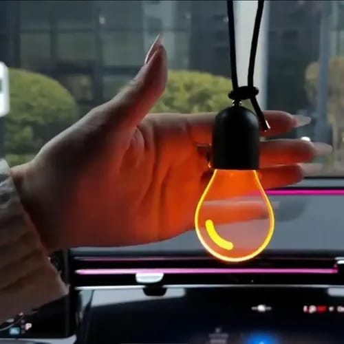 Car Mini Bulb LED Hanging Ornament | Type-C Rechargeable Rearview Mirror Pendant Light