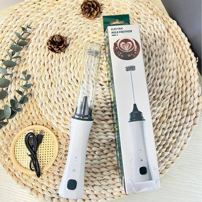 Rechargeable Electric Coffee Beater & Milk Frother – USB Type-C Fast Charging (Premium White)