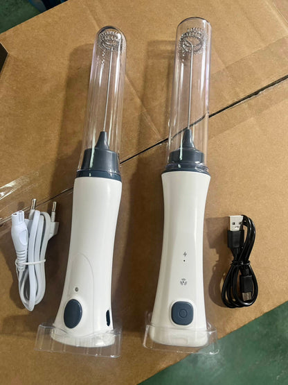Rechargeable Electric Coffee Beater & Milk Frother – USB Type-C Fast Charging (Premium White)