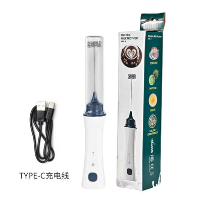 Rechargeable Electric Coffee Beater & Milk Frother – USB Type-C Fast Charging (Premium White)