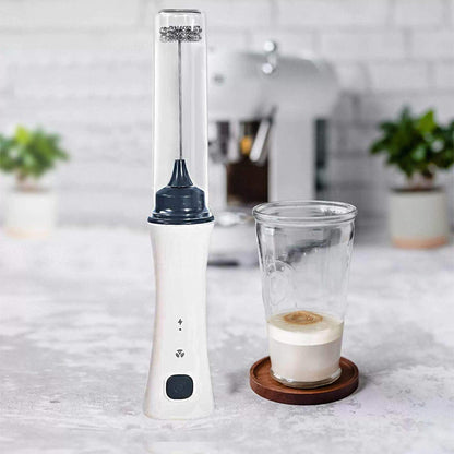 Rechargeable Electric Coffee Beater & Milk Frother – USB Type-C Fast Charging (Premium White)