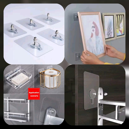 Heavy Duty No-Drill Wall Hooks for Kitchen Racks, Bathroom Shelves, and Home Decor