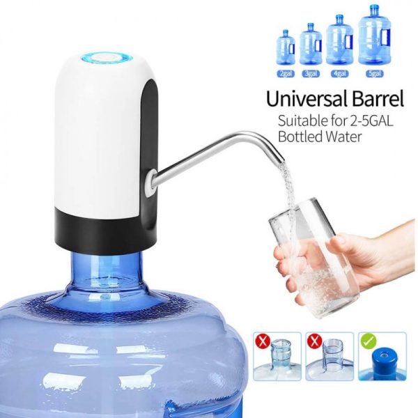 USB rechargeable smart water pump with stainless steel outlet pipe
