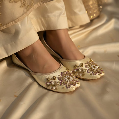 Women's Fancy Khussa Juti | Hand Embroidery with Zari, Sequins & Pearl Beads | Wedding & Festive Footwear