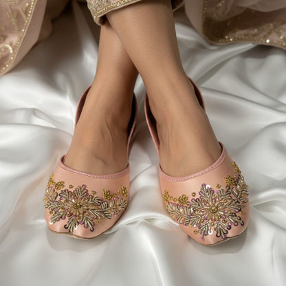 Women's Fancy Khussa Juti | Hand Embroidery with Zari, Sequins & Pearl Beads | Wedding & Festive Footwear