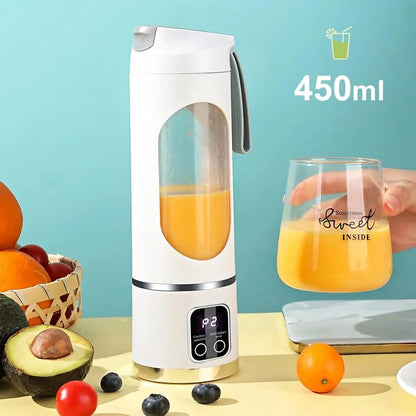 Portable Electric Juicer Cup - 450ml Rechargeable Smoothie Blender