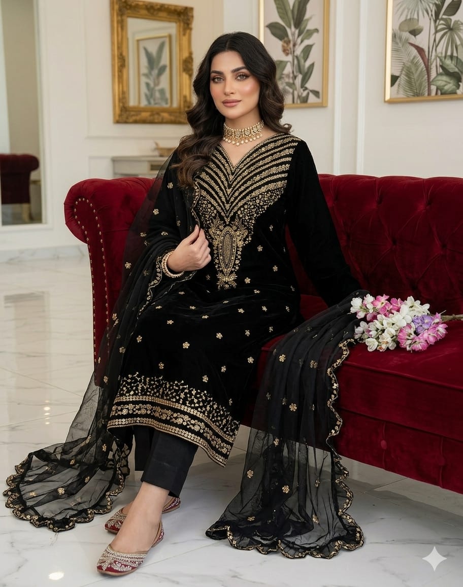 Jazmin Style Luxury Unstitched 3 Piece Suite | Sequence Embroidered Lawn Cotton with Chiffon Dupatta