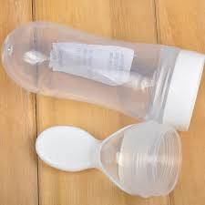 Portable Baby Food Dispensing Spoon - Silicone Squeeze Bottle for Cereal, Puree & Milk - Mess-Free One-Hand Feeding Tool