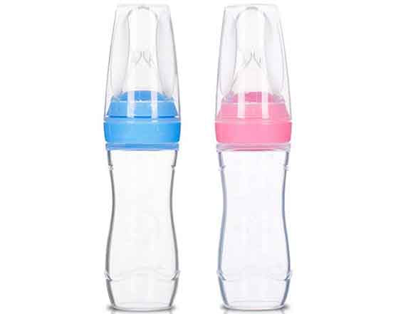 Portable Baby Food Dispensing Spoon - Silicone Squeeze Bottle for Cereal, Puree & Milk - Mess-Free One-Hand Feeding Tool