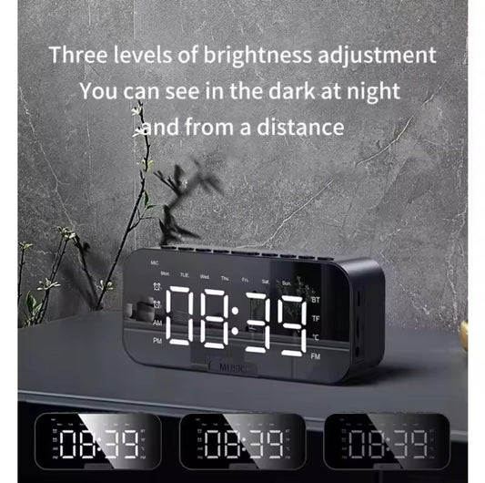 Ultimate 3-in-1 Digital LED Mirror Alarm Clock with Wireless Bluetooth Speaker, FM Radio, and HD Display for Bedroom and Office Desk