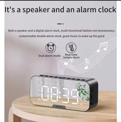 Ultimate 3-in-1 Digital LED Mirror Alarm Clock with Wireless Bluetooth Speaker, FM Radio, and HD Display for Bedroom and Office Desk