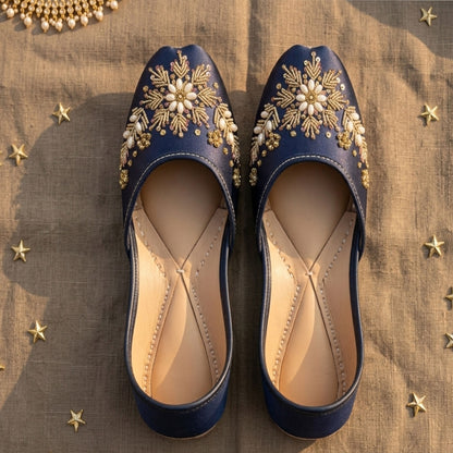 Women's Fancy Khussa Juti | Hand Embroidery with Zari, Sequins & Pearl Beads | Wedding & Festive Footwear