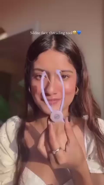 Sildne face and body hair removal threading system with packaging and instructions