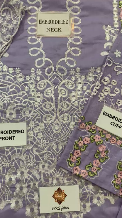 Royal Lavender Embroidered Festive Suit – Luxury Laser-Cut Lace Design
