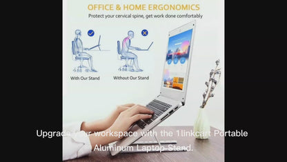6-Level Adjustable Aluminum Laptop Stand Foldable & Portable Riser for MacBook, Tablets & Phones Cooling Stand