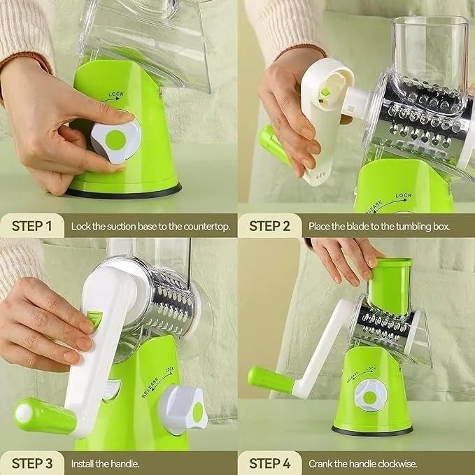 3-in-1 Manual Vegetable Slicer and Drum Grater
