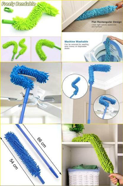 Microfiber Flexible Ceiling Fan Duster with Long Extension Pole Bendable & Washable Cleaning Brush for Home & Office High Reach Areas