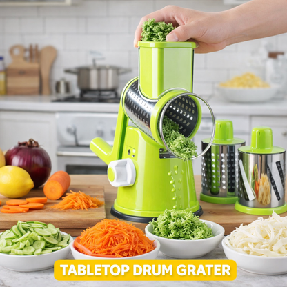 3-in-1 Manual Vegetable Slicer and Drum Grater