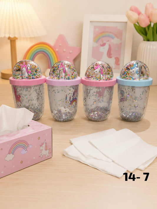 Magical Unicorn Glitter Tumbler with Dome Lid  Cute Insulated Water Bottle for Kids