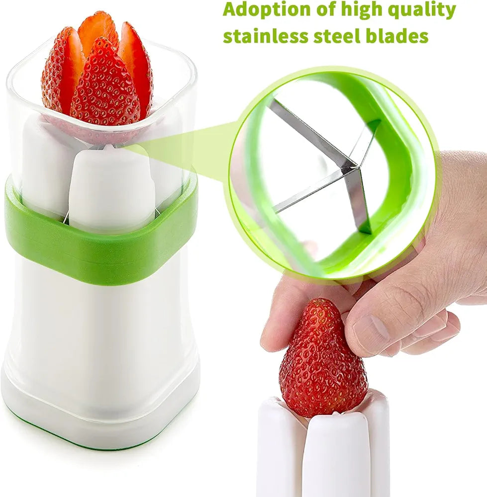 Quick Quarter Cutter showing the green and white design with stainless steel blades.