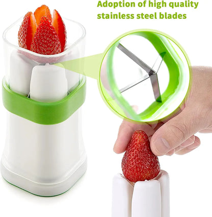 Quick Quarter Cutter showing the green and white design with stainless steel blades.
