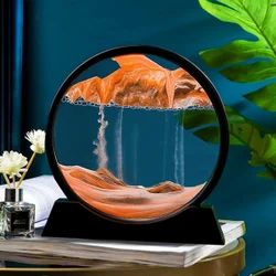 3D Moving Sand Art Picture - Deep Sea Sandscape Round Glass Flowing Sand Frame (Stress Relief & Home Decor)
