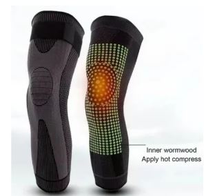 3D knitted compression knee brace with anti-slip silicone for sports and recovery.